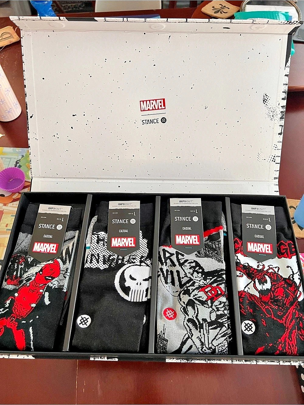 Stance Marvel Box Set Graphic Socks Black & Red Size Large